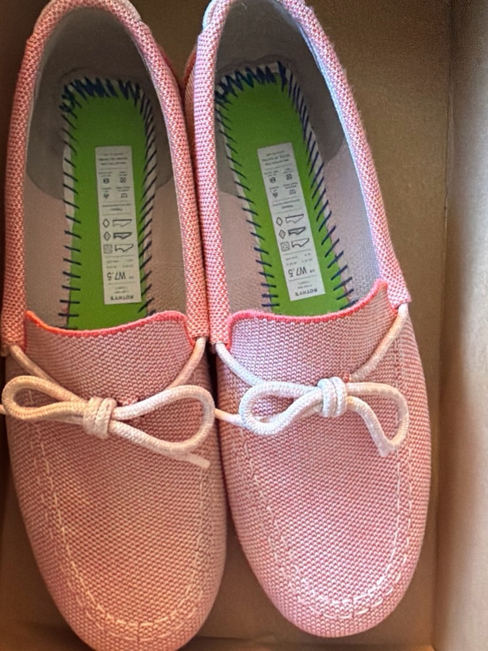 Rothy's Pink Knit Slip-On Loafers with Decorative Trim